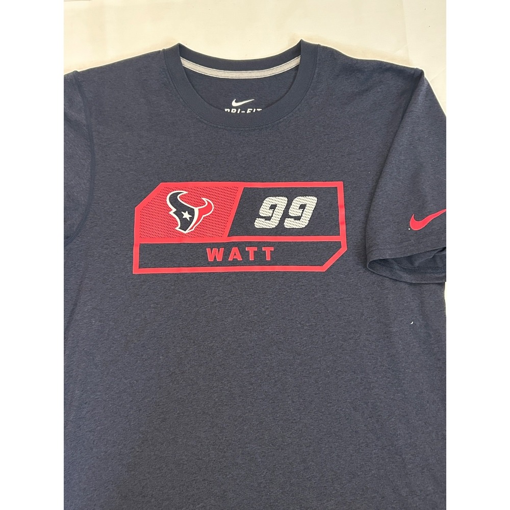 Nike Dri-fit Polyester Houston Texans JJ Watt NFL Logo Blue Tee Shirt size S - Picture 7 of 7
